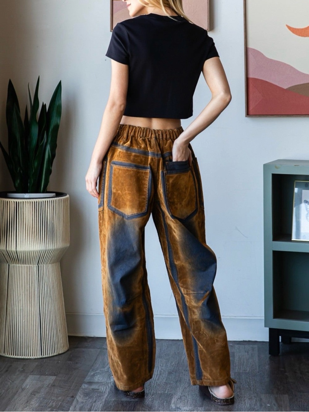 Oli & Hali In My Prime Two Tone Suede Velvet Pants - Picture 2 of 6